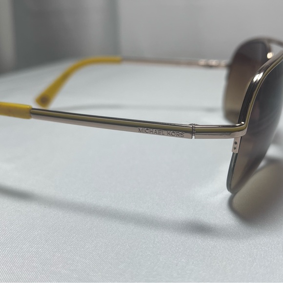 MICHAEL Michael Kors Miami Yellow and Brown Aviator Sunglasses - Picture 3 of 8